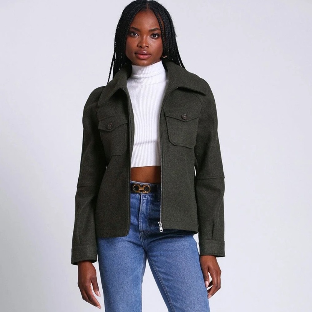 NWOT Avec Les Filles relaxed zip front jacket